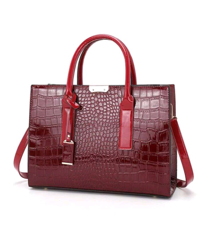 Elegant Croc-Textured Luxury Handbag. view 2